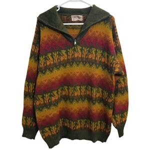 Alpaca Sur Peru Alpaca Wool Sweater Quarter Zip Llama Fair Isle Boho Earthy
